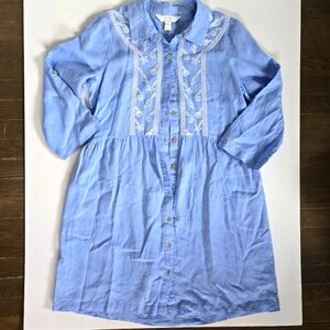 Lilly Pulitzer Shaela dress 100% linen jacaranda blue embroidered seashells sz M
